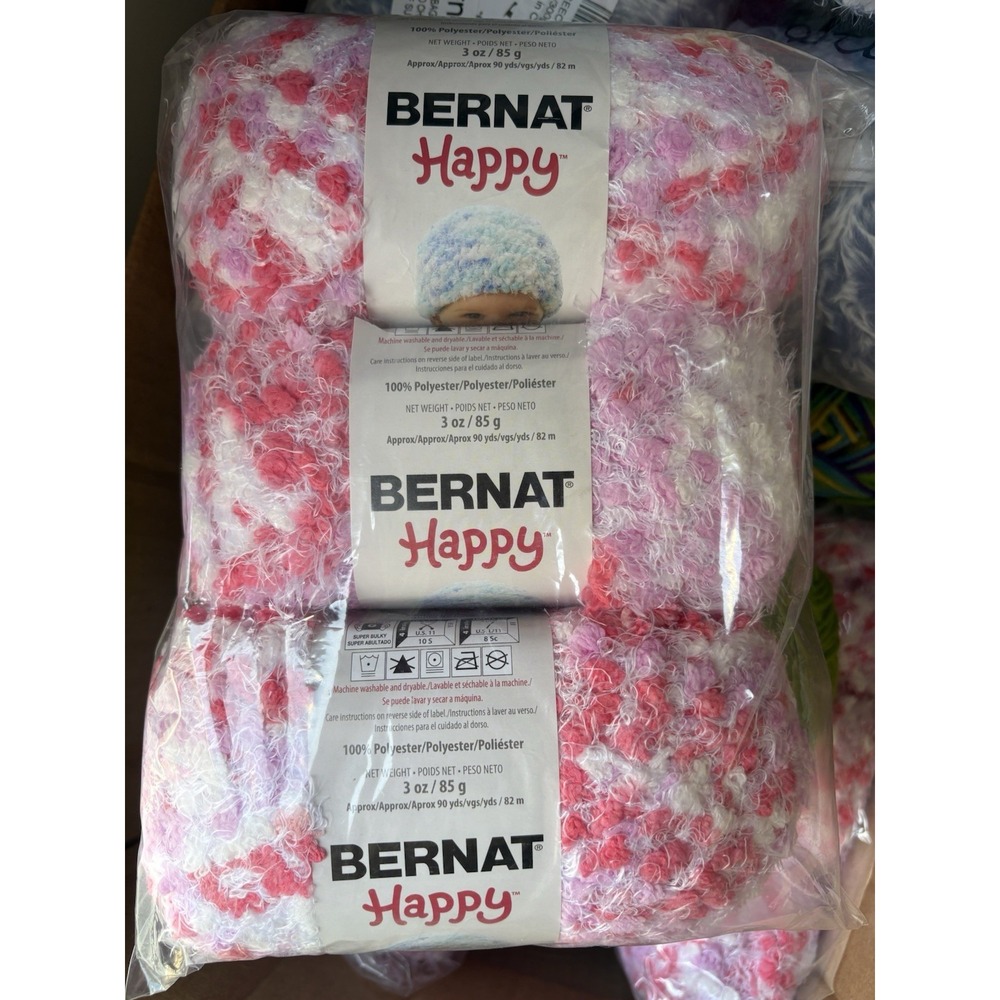 Bernat Happy Rosebud Yarn Lot 3 Skeins 3oz 90yd Super Bulky Discontinued